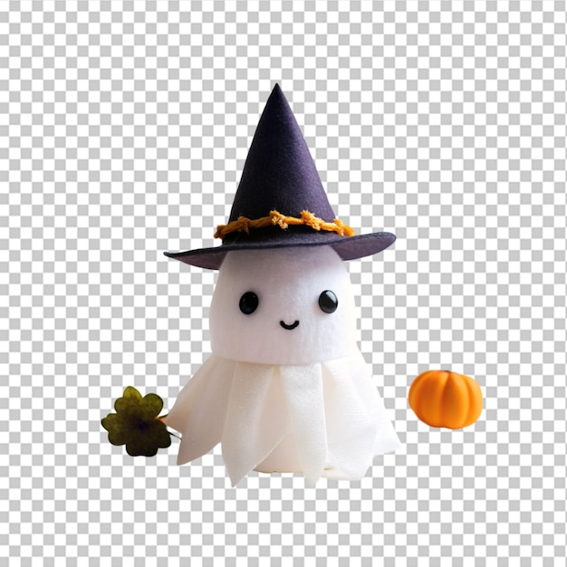 PSD 3d ghost for halloween with terrifying witch hat 3d rendering on transparent background