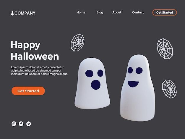 PSD 3d ghost illustration for halloween event and landing page