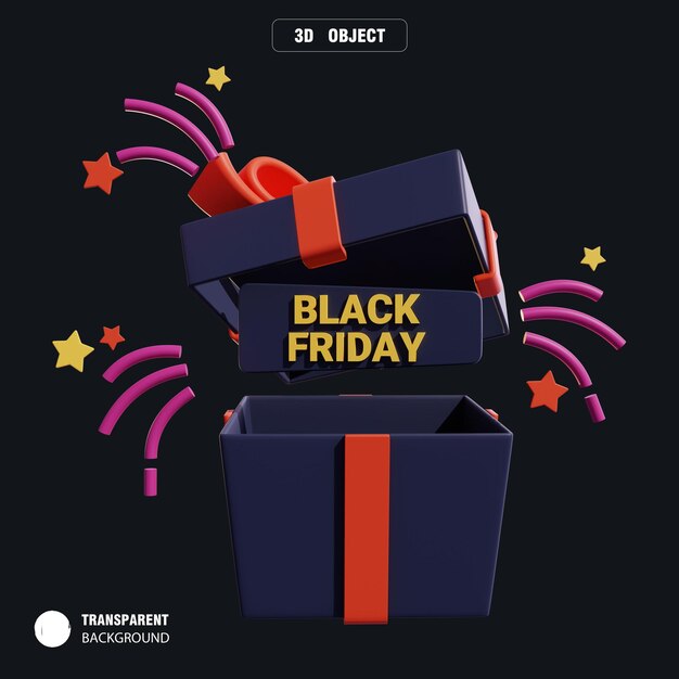 PSD 3d gift box black friday