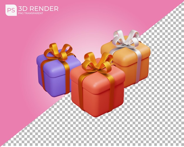 PSD 3d confezione regalo icona set design isolato sfondo