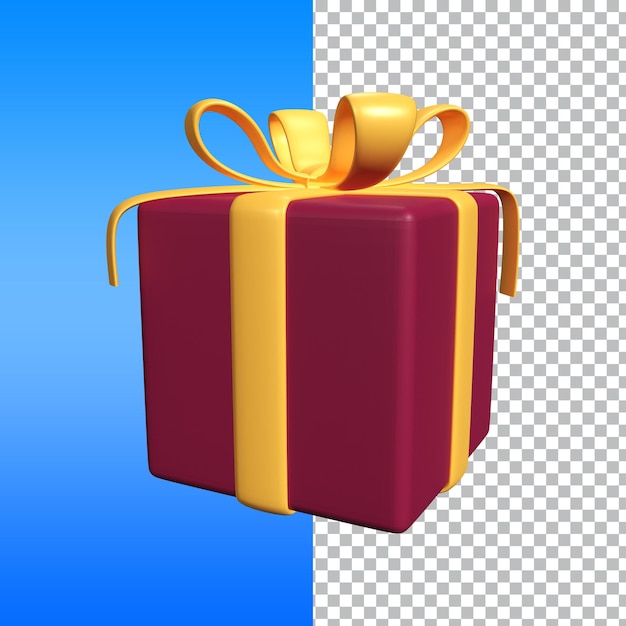 3d gift box render with transparent background