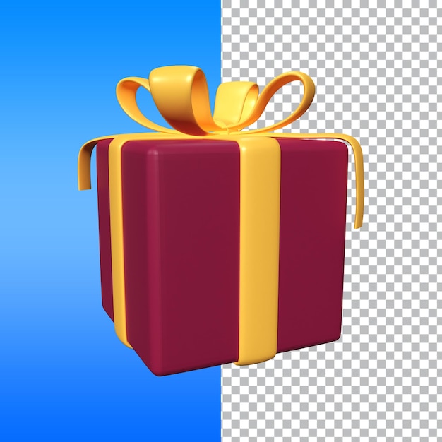 3d gift box render with transparent background