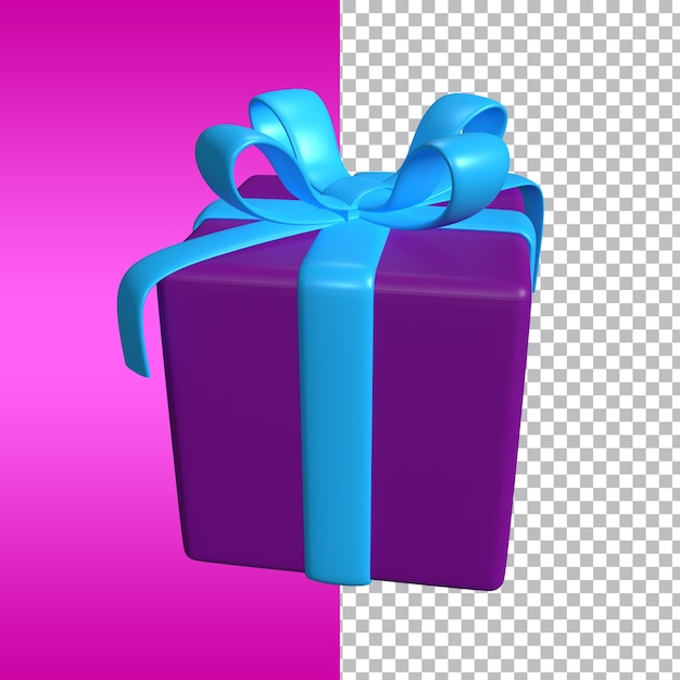 3d gift box render with transparent background