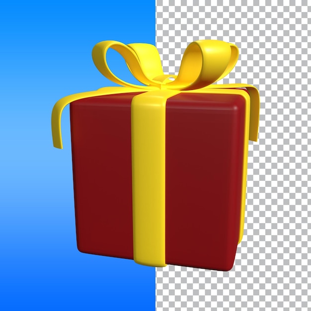 3d gift box render with transparent background