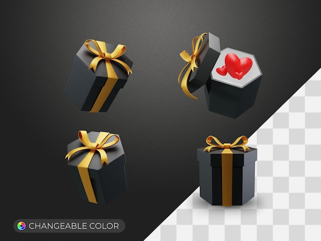 PSD 3d gift box set with variations