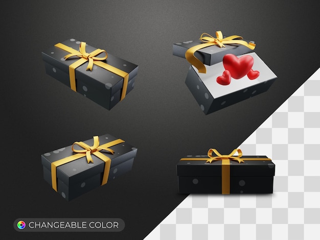 PSD 3d gift box set with variations