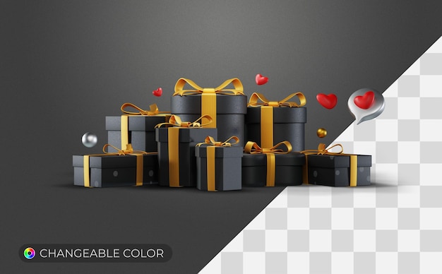 PSD 3d gift box set with variations