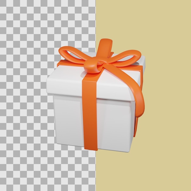 3d gift box simple wrapped orange ribbon