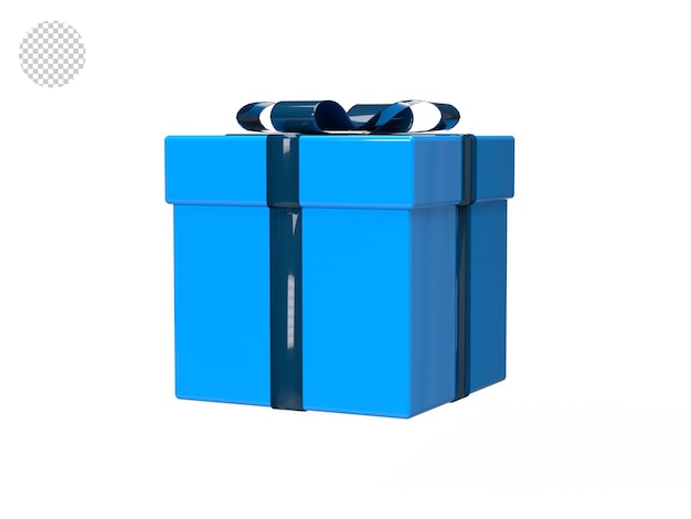 3d gift box with blue bow png