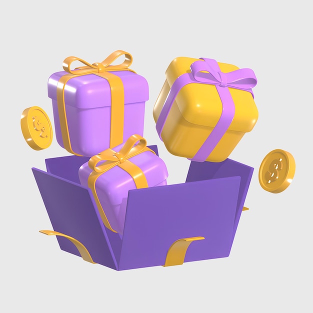 3d gift boxes icon illustration