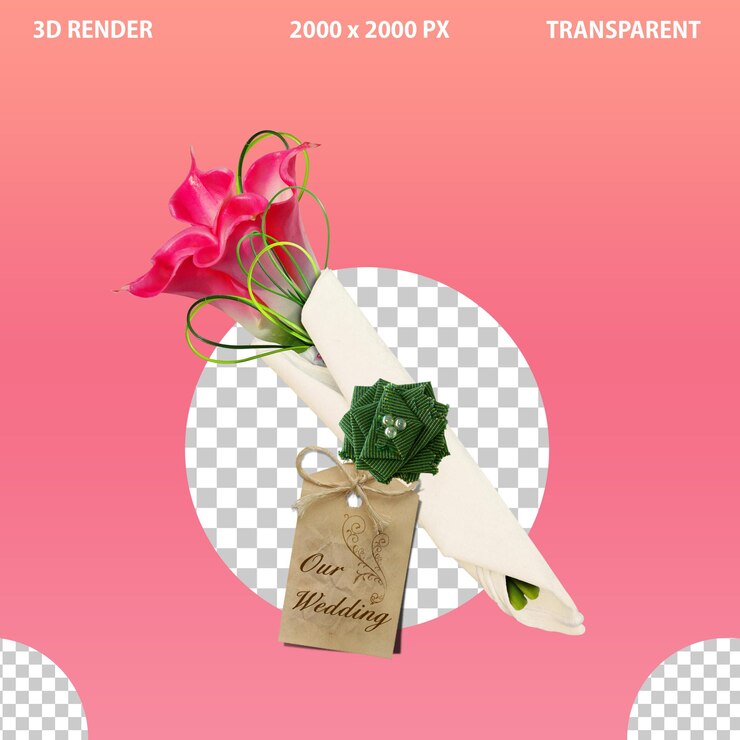 PSD 3d подарок цветок изолирован на прозрачном фоне