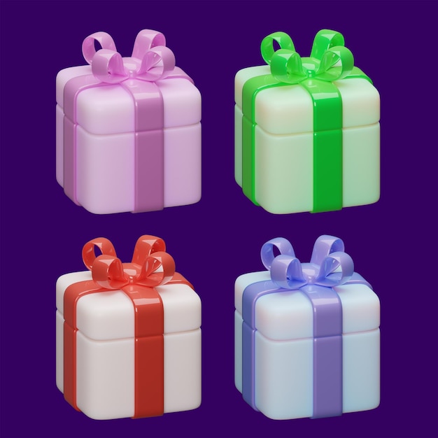 PSD 3d gift icons isometric