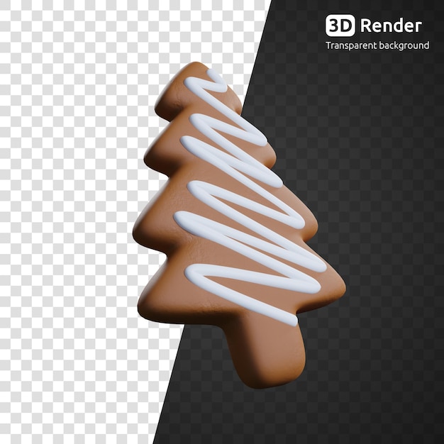 3d gingerbread christams tree isolated