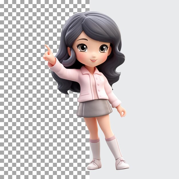 PSD 3d girl character pointing finger