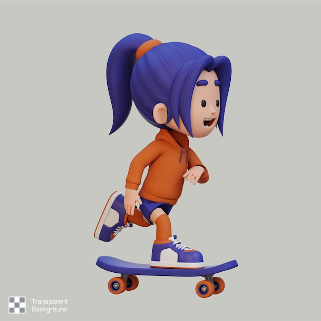 3D-герой ездит на скейтборде