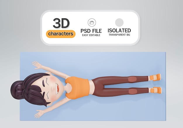 3 d の女の子。ジムでハードな運動をしているかわいいフィットネス女の子。アニメーション