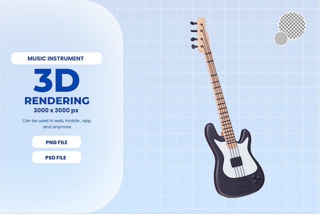 PSD 3d gitara basowa instrument muzyczny z czarnym motywem