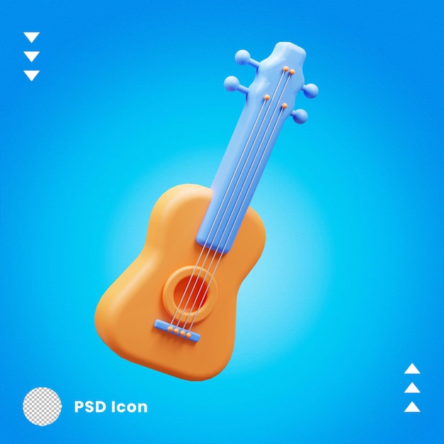 3d Gitara Podróży Ikona Na Białym Tle Lub 3d Letnia Gitara Ikona Ilustracja