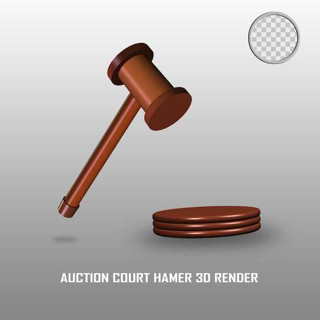 3D-gjengivelse auksjonsrett hammer psd