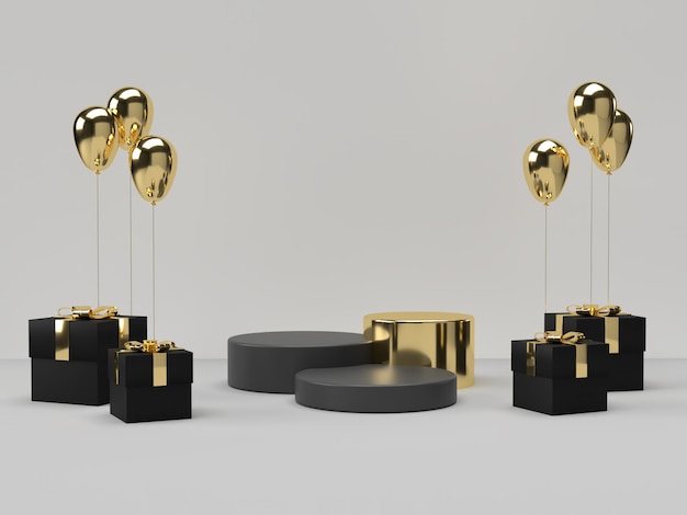 3D-gjengivelse av abstrakt scene geometri form podium