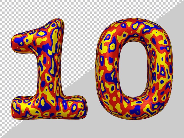 3d-gjengivelse av nummer 10-ballong