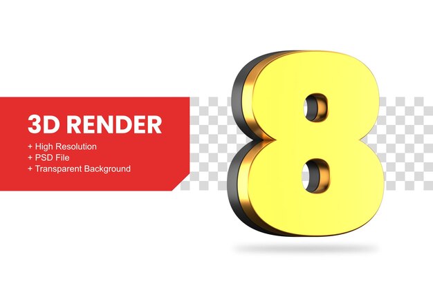 3D-gjengivelse nummer 8 isolert
