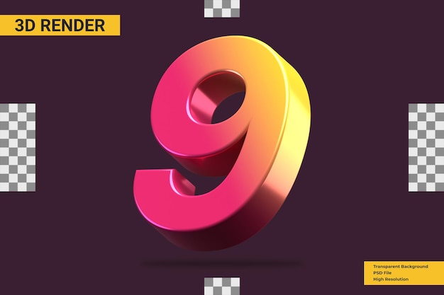 3D-gjengivelse nummer 9 isolert