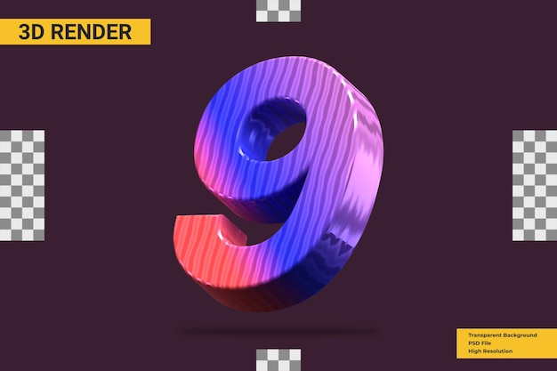 3D-gjengivelse nummer 9 isolert