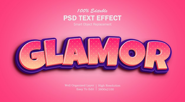 Effetto testo 3d rosa glamour