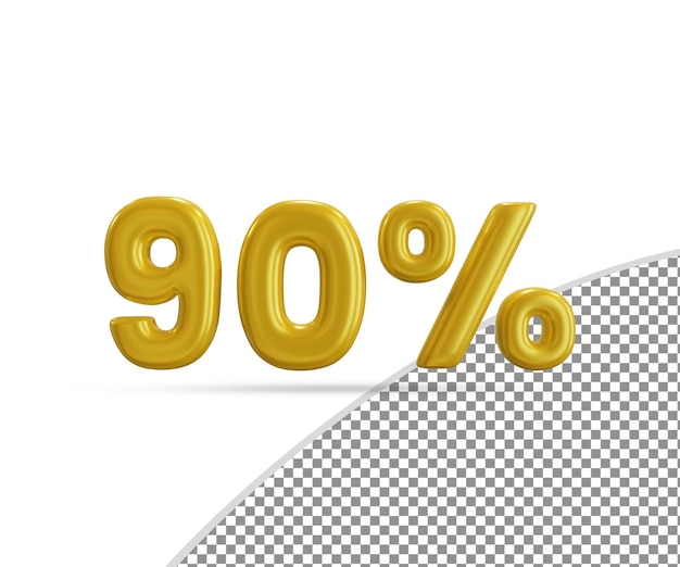 3D glanzend gouden teksteffect 90 procent