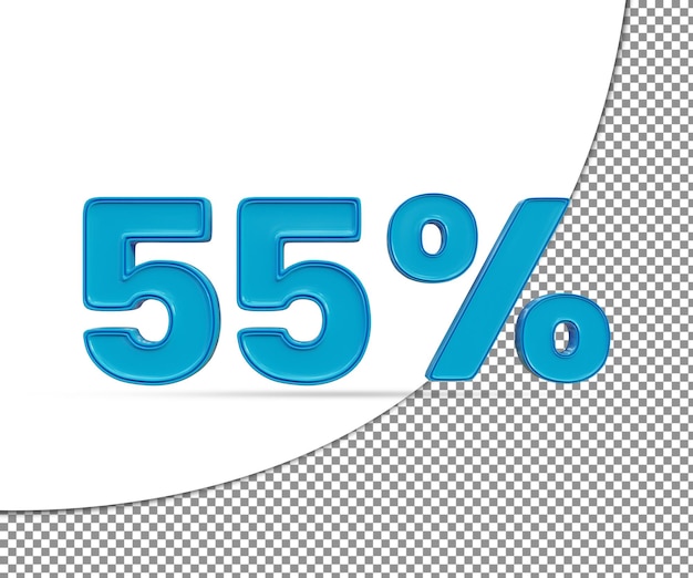 PSD 3d glanzend nummer 55 procent