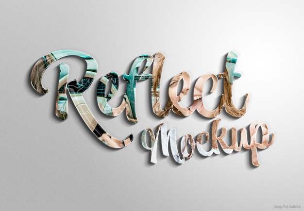 3d glanzend teksteffect met reflectie en schaduw mockup