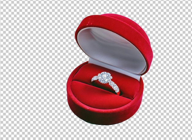 3D glanzende diamanten ring in rode doos