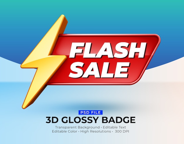 3D-glanzende glanzende badge flash-verkoop mockup