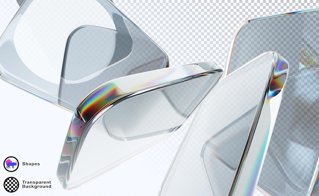 3d glas doorzichtige vierkante vormen op grijze achtergrond Abstract render geometrische rechthoekige platen met neon licht refractie in prisma Digitale tech banner met glanzende heldere objecten
