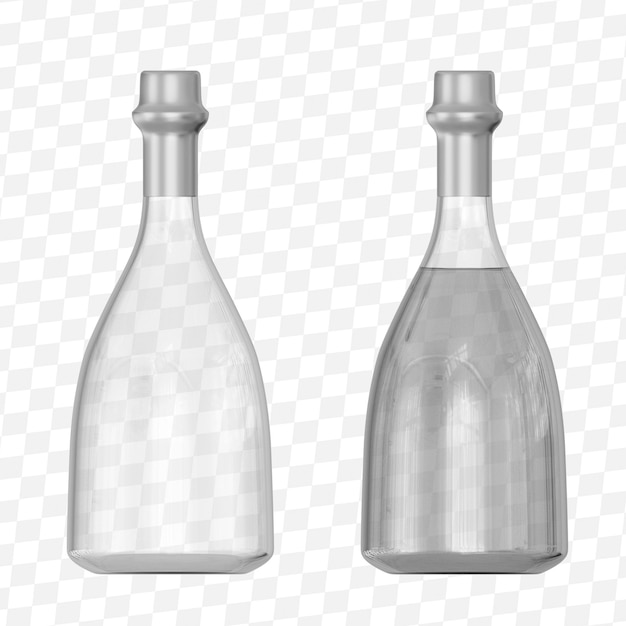 3D стеклянная бутылка для водки граппа, джина, виски, объемом 700 мл Макет бутылки