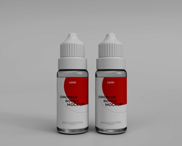 PSD 3d glass dropper bottle mockup