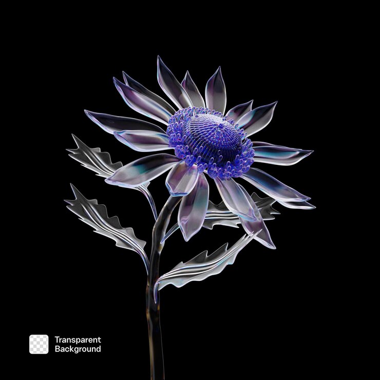 PSD 3d glass flower element png template