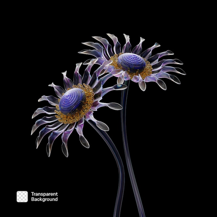 PSD 3d glass flower element png template