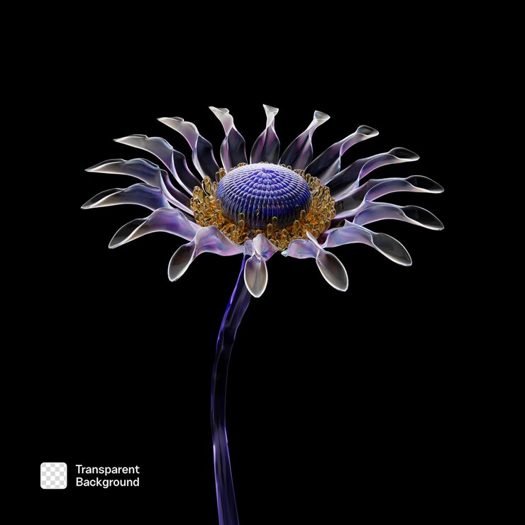 PSD 3d glass flower element png template