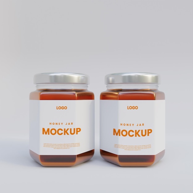 PSD 3d glass honey jar mockup