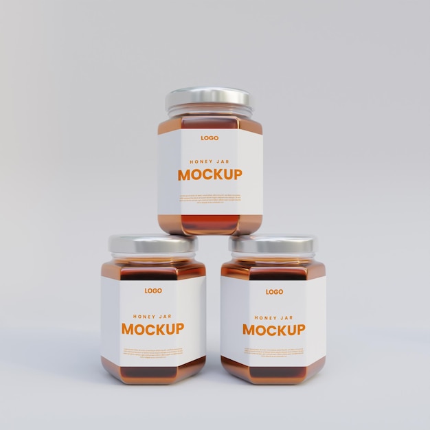 3D Glass Honey Jar Mockup