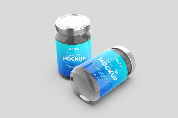 3d glass jar mockup