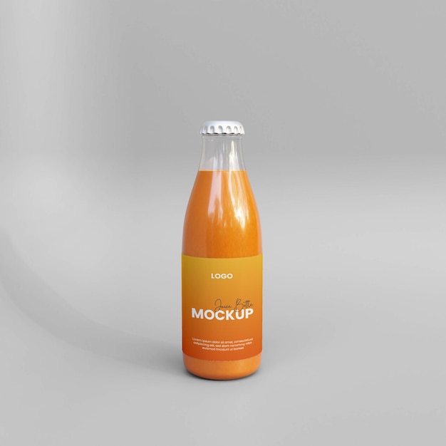 Mockup di bottiglia di succo di vetro 3d