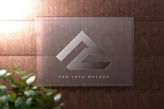 3d glass logo mockup or 3d transparent logo mockup