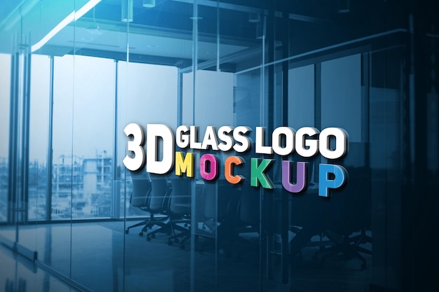 3D Glass Logo mockup ontwerpsjabloon volledig bewerkbaar PSD-bestand