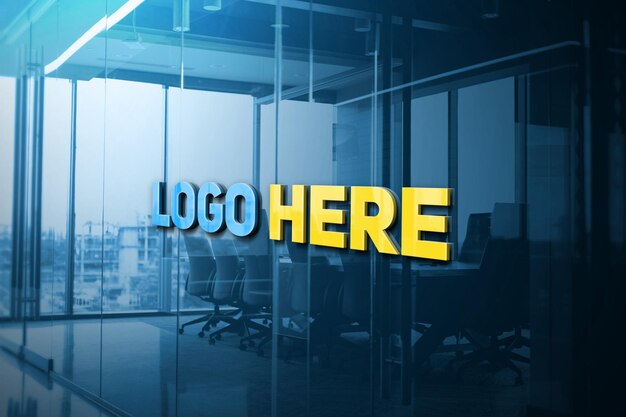 PSD 3d glass logo mockup