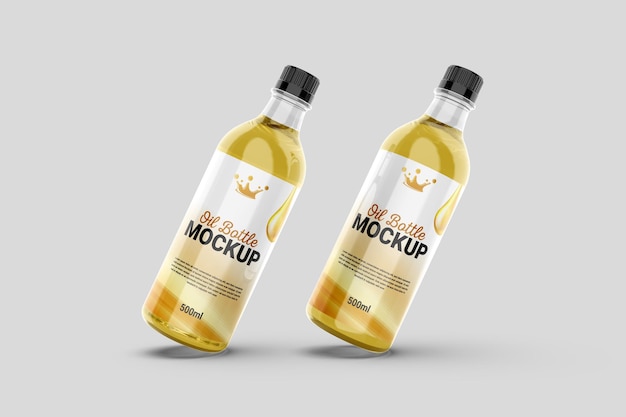 3d glass oil bottle mockup