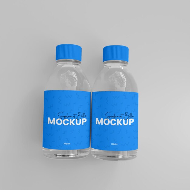 3d glass supplement medicine bottle mockup