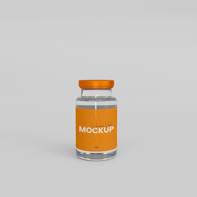 3D Glass Vaccine Bottle Mockup